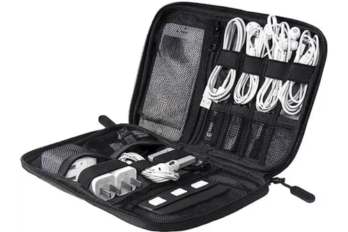 BAGSMART Electronics Organizer Travel Case, Small Travel Cable Organizer Bag for Travel Essentials, Travel Tech Organizer as Travel Accessories, Cord Organizer for Phone, Power Bank SD Card, Black